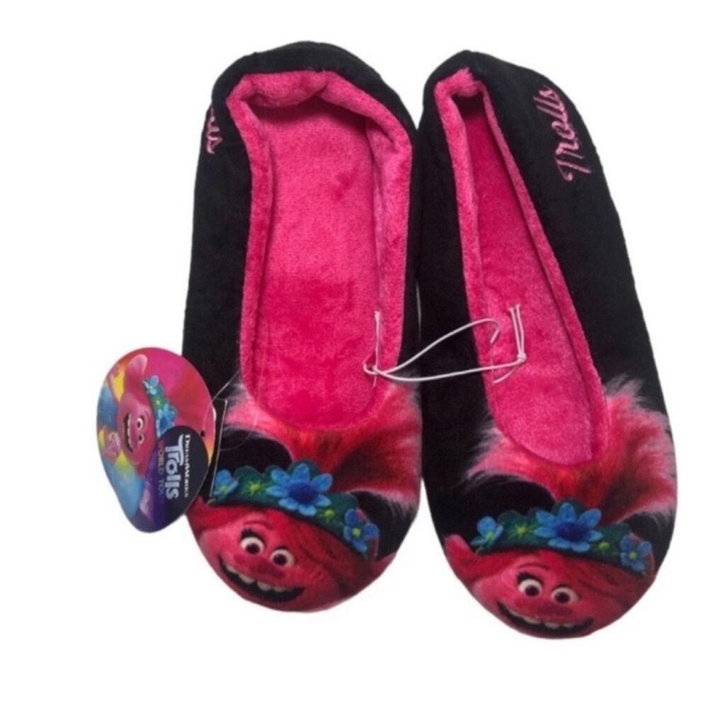 TROLLS POPPY Big Girl Size 4 washable House shoes Slippers New with Tags